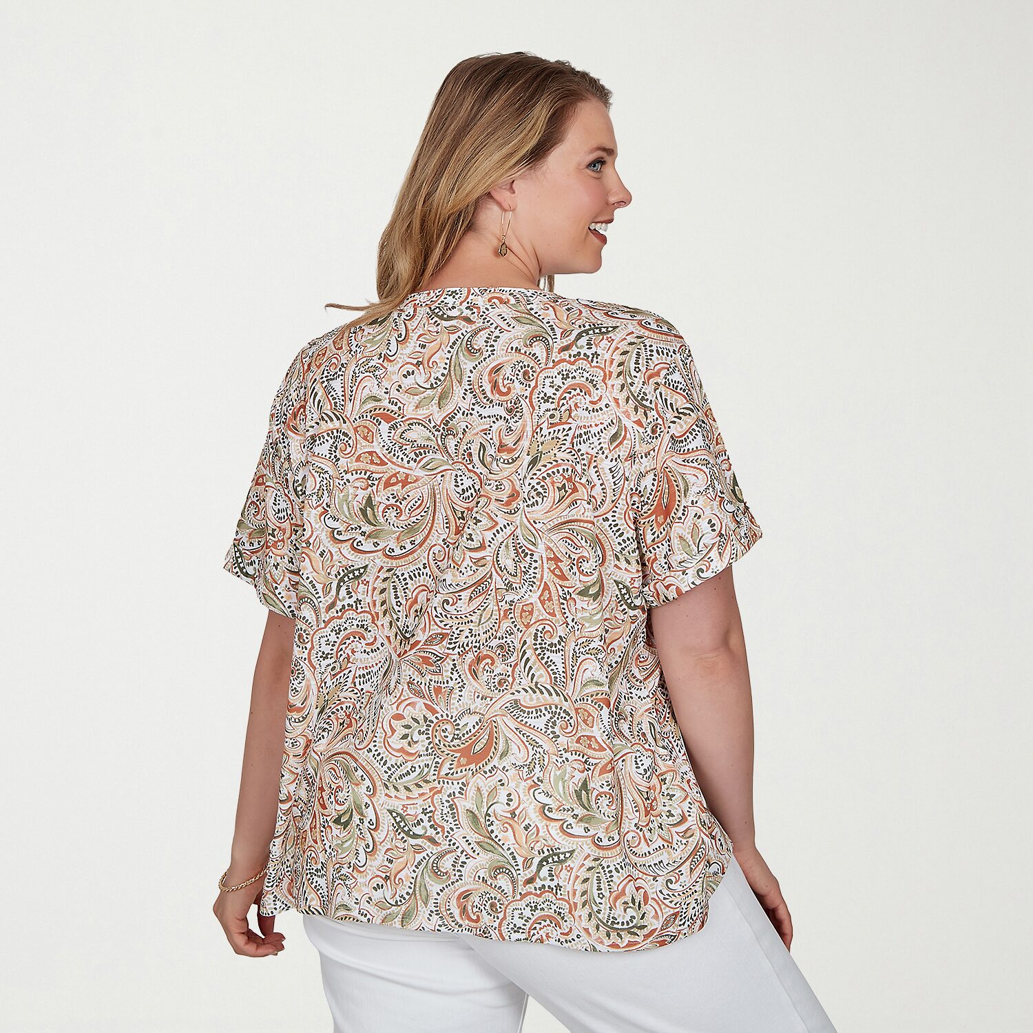 Hearts Of Palm Womens Plus Short Sleeve Regular Fit Henley Shirt