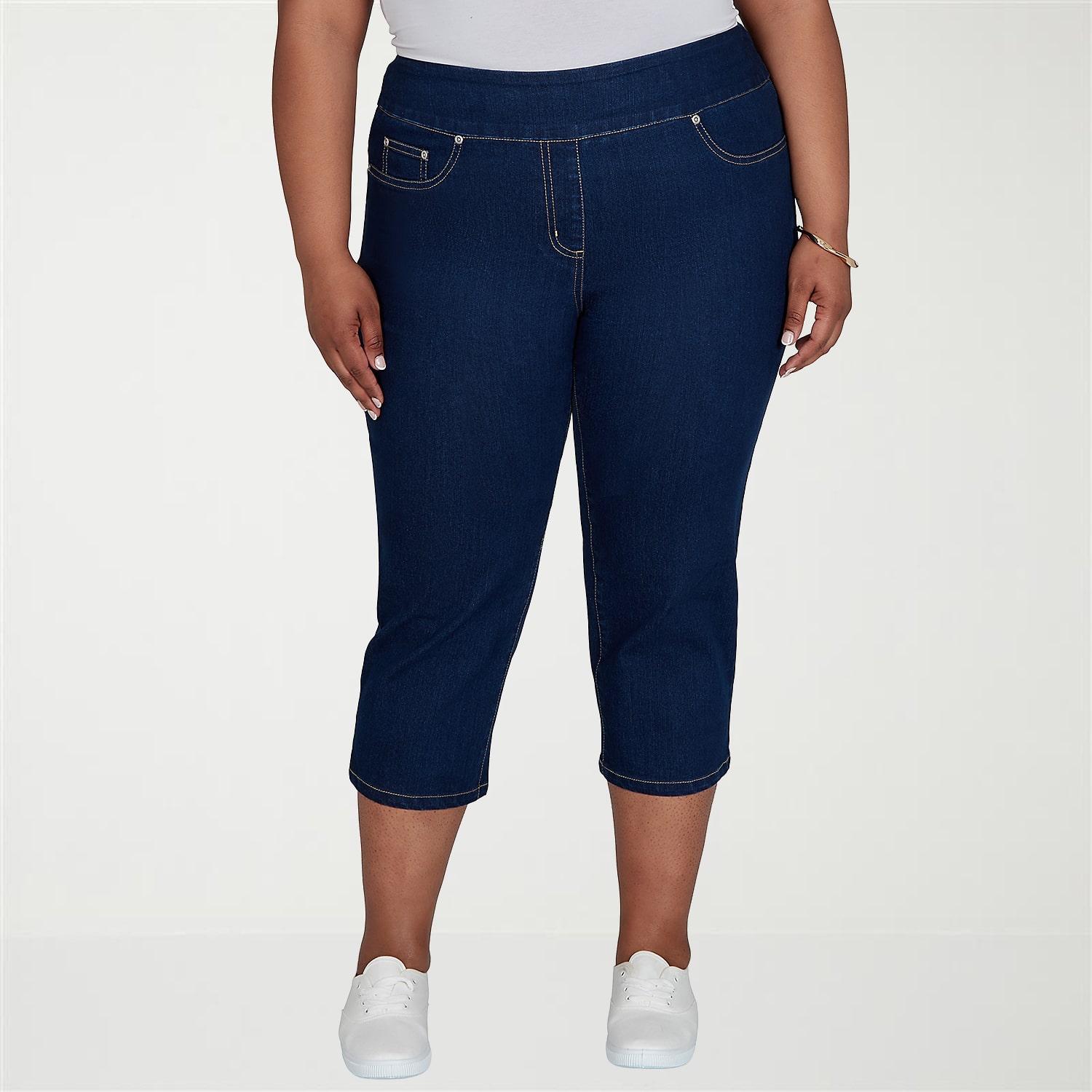 Hearts Of Palm Womens Plus Mid Rise Capri Jean