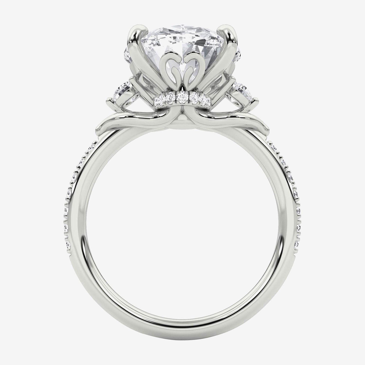 Grown Gorgeous (F / Vs2) Womens 7 1/5 Ct. T.W. Lab White Diamond Platinum Oval Side Stone Engagement Ring