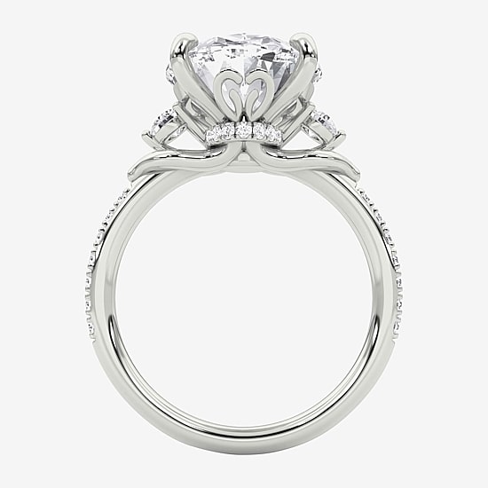 Grown Gorgeous (F / Vs2) Womens 7 1/5 Ct. T.W. Lab Grown White Diamond Platinum Oval Side Stone Engagement Ring