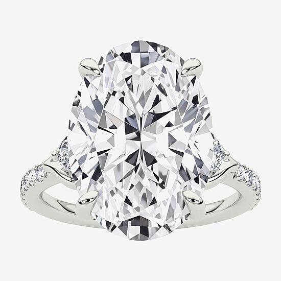 Grown Gorgeous (F / Vs2) Womens 7 1/5 Ct. T.W. Lab Grown White Diamond Platinum Oval Side Stone Engagement Ring