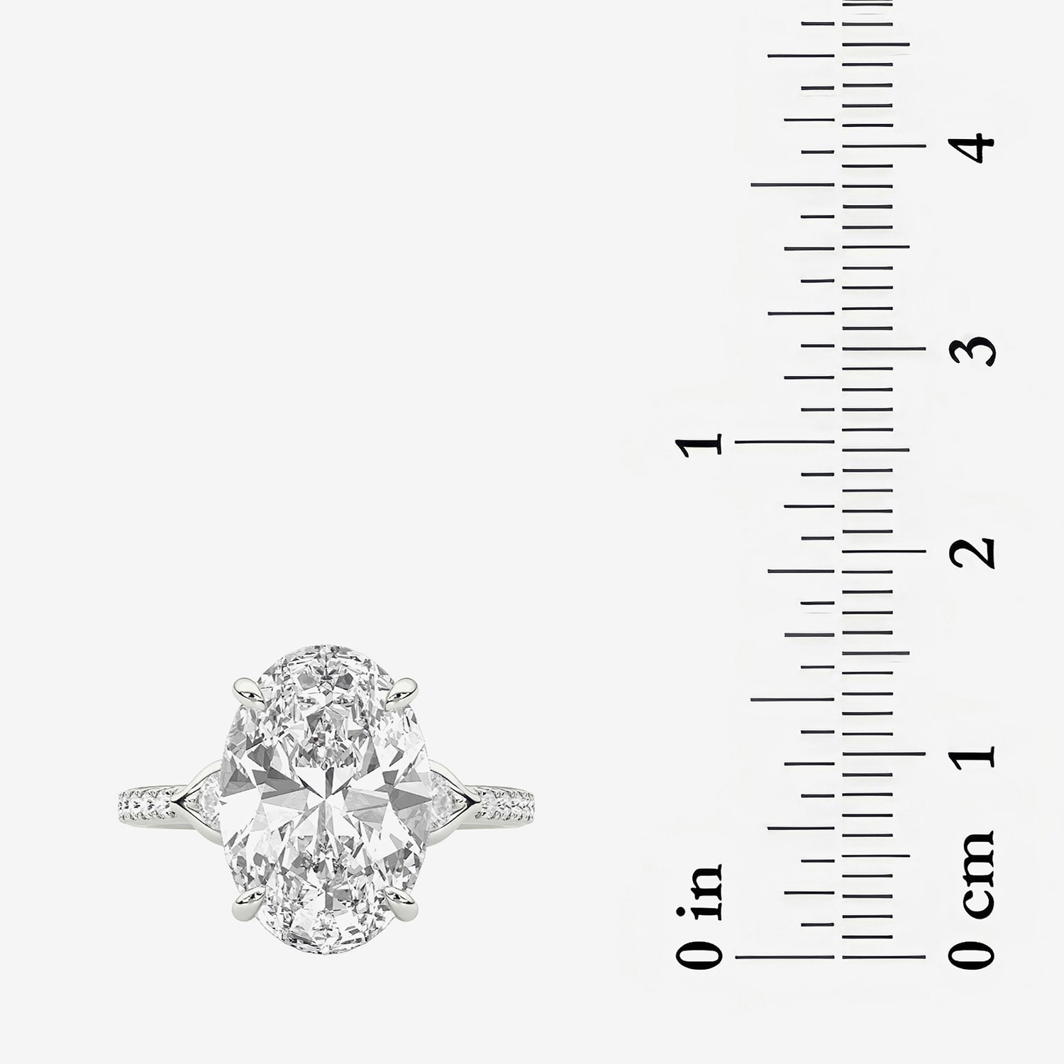 Grown Gorgeous (F / Vs2) Womens 7 1/5 Ct. T.W. Lab White Diamond Platinum Oval Side Stone Engagement Ring