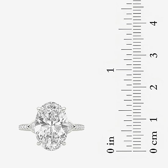 Grown Gorgeous (F / Vs2) Womens 7 1/5 Ct. T.W. Lab Grown White Diamond Platinum Oval Side Stone Engagement Ring