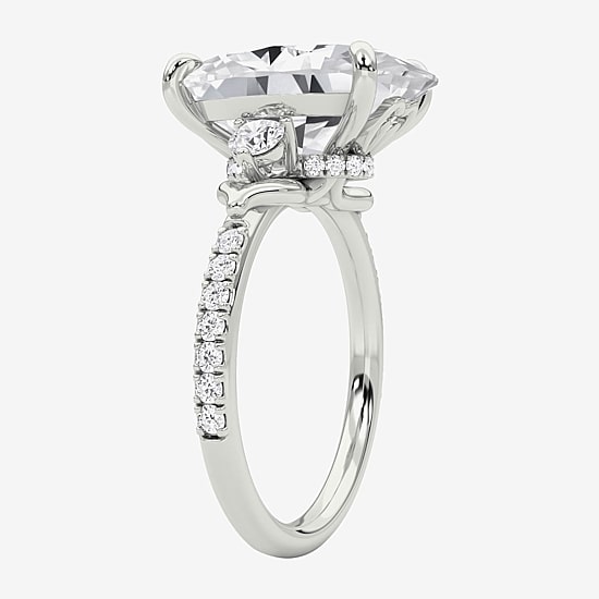 Grown Gorgeous (F / Vs2) Womens 7 1/5 Ct. T.W. Lab Grown White Diamond Platinum Oval Side Stone Engagement Ring