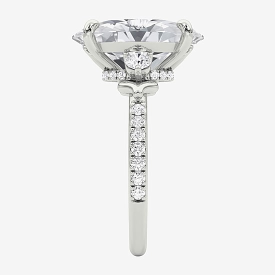 Grown Gorgeous (F / Vs2) Womens 7 1/5 Ct. T.W. Lab Grown White Diamond Platinum Oval Side Stone Engagement Ring