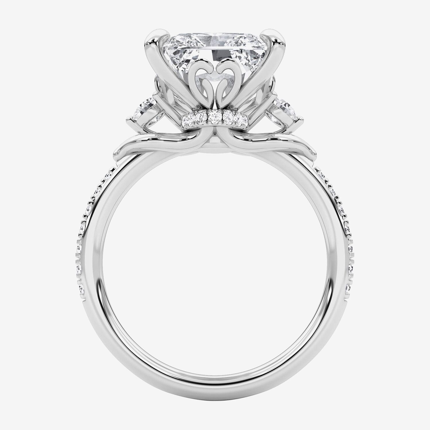 Grown Gorgeous (F / Vs2) Womens 7 Ct.T.W. Lab White Diamond 14K Gold Rectangular Side Stone Engagement Ring