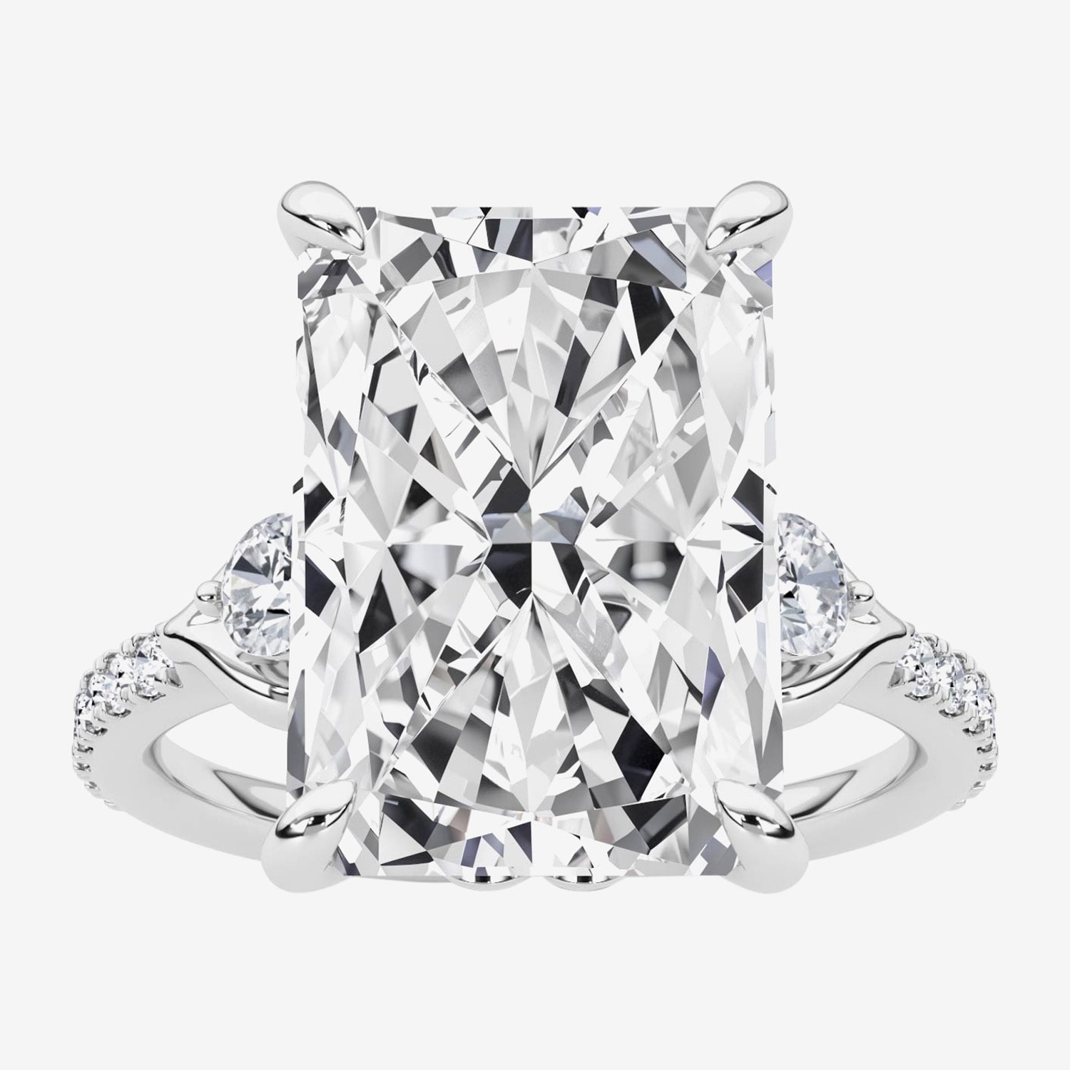 Grown Gorgeous (F / Vs2) Womens 7 Ct.T.W. Lab White Diamond 14K Gold Rectangular Side Stone Engagement Ring