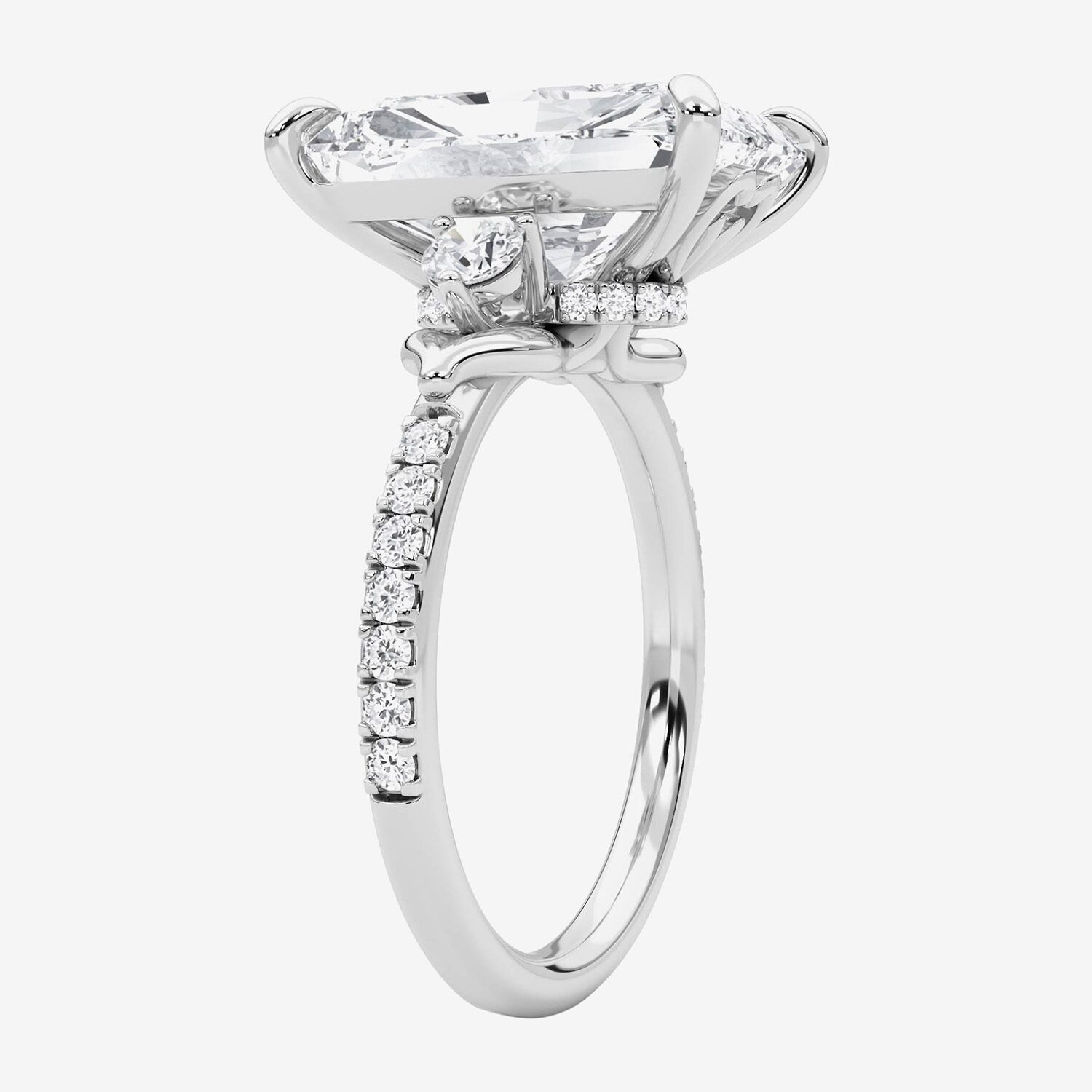 Grown Gorgeous (F / Vs2) Womens 7 Ct.T.W. Lab White Diamond 14K Gold Rectangular Side Stone Engagement Ring