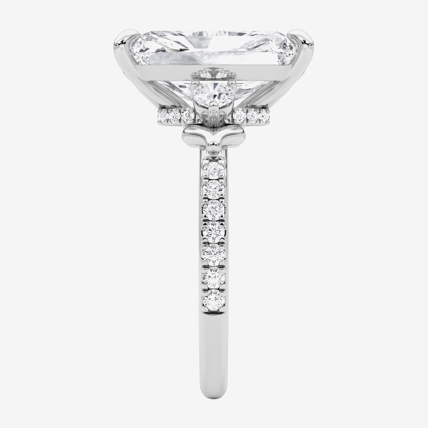 Grown Gorgeous (F / Vs2) Womens 7 Ct.T.W. Lab White Diamond 14K Gold Rectangular Side Stone Engagement Ring