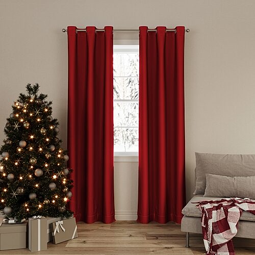 No. 918 Cassiel Grommet Top Room Darkening Set Of 2 Curtain Panel In Red