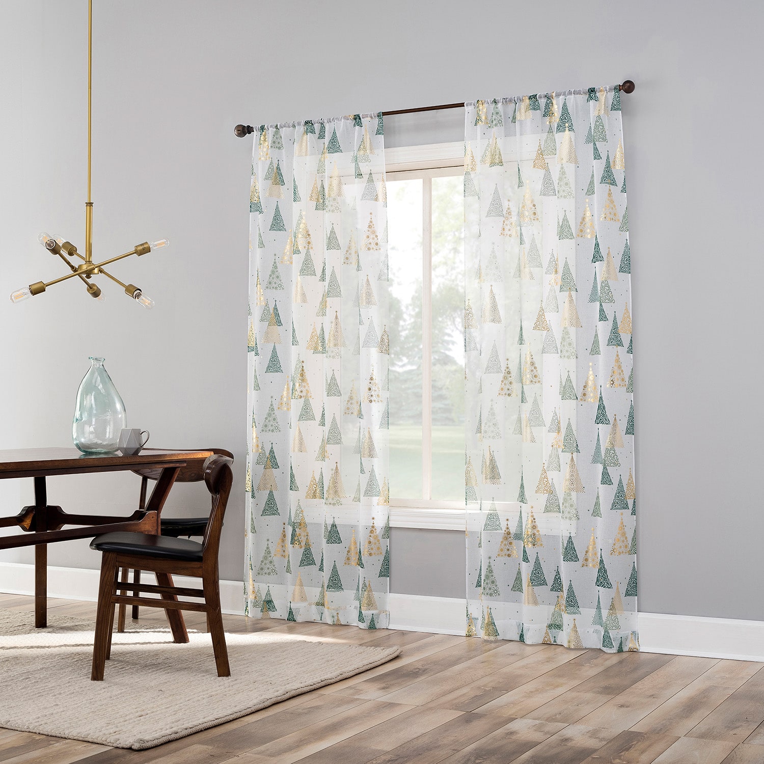 No 918 Hemlock Rod Pocket Sheer Set of 2 Curtain Panel