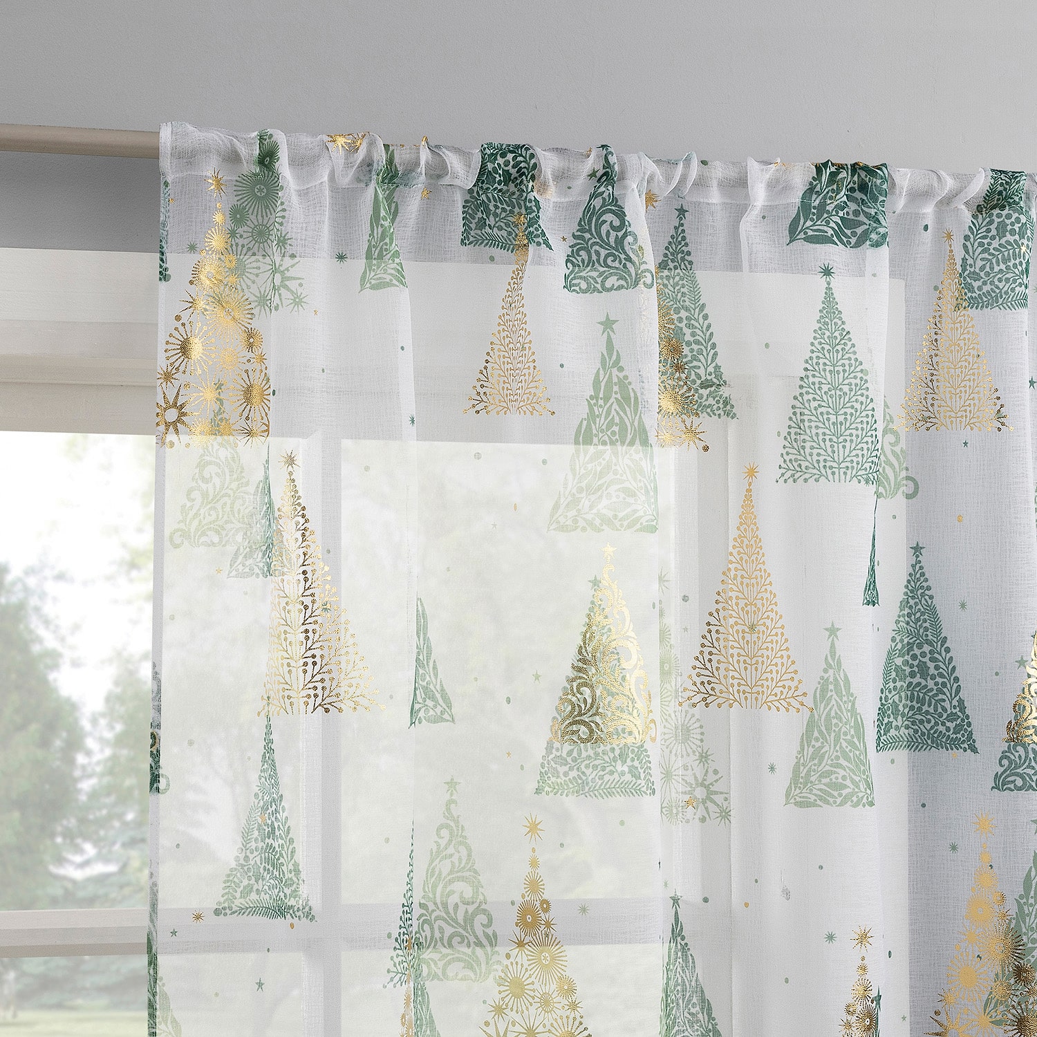 No 918 Hemlock Rod Pocket Sheer Set of 2 Curtain Panel