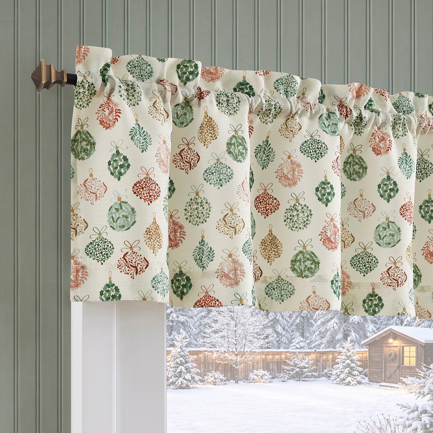 No 918 Tree Trimmings 3-pc. Rod Pocket Kitchen Curtains & Drapes Window Set