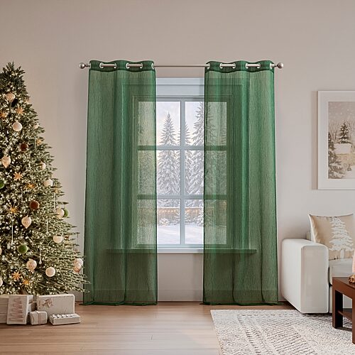 No. 918 Felicity Grommet Top Sheer Set Of 2 Curtain Panel In Green