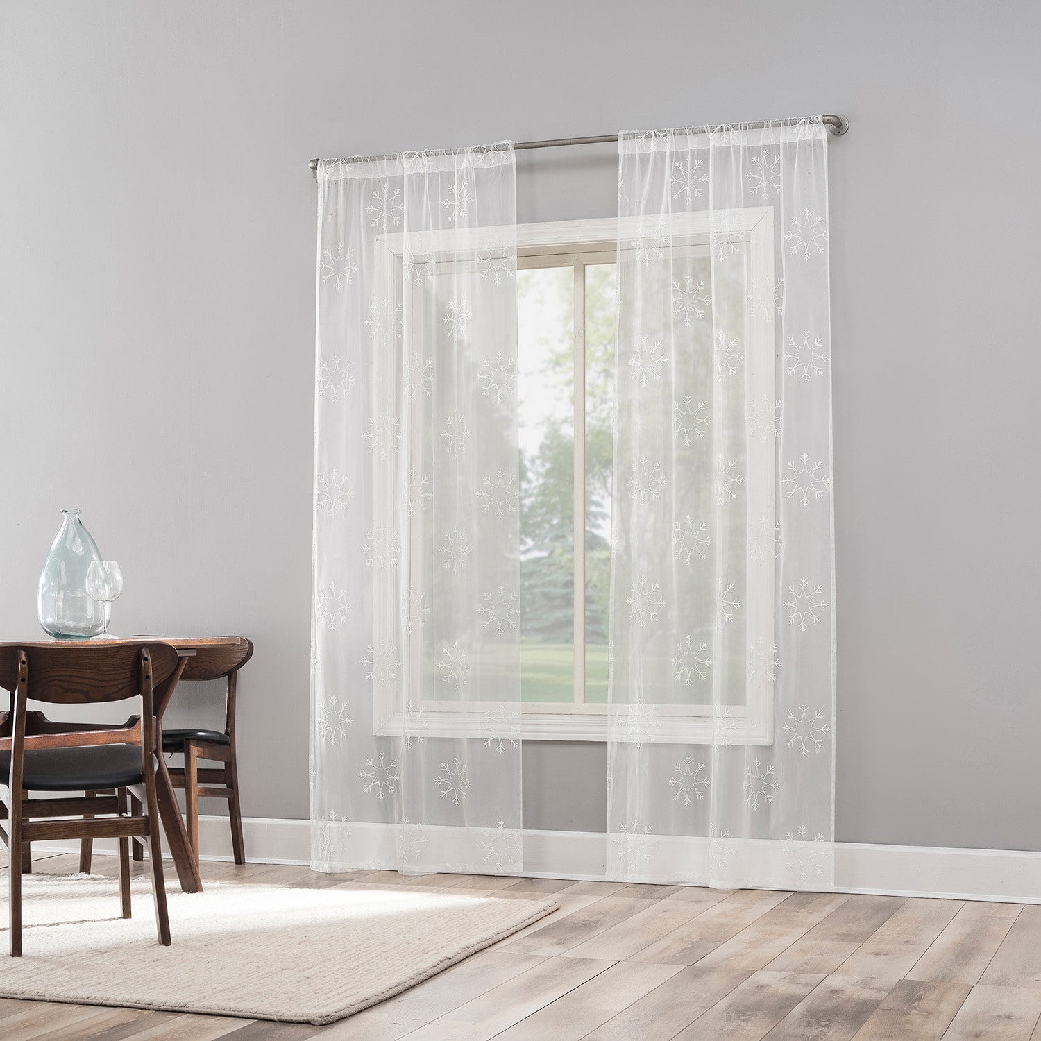 No 918 Crystal Rod Pocket Sheer Set of 2 Curtain Panel