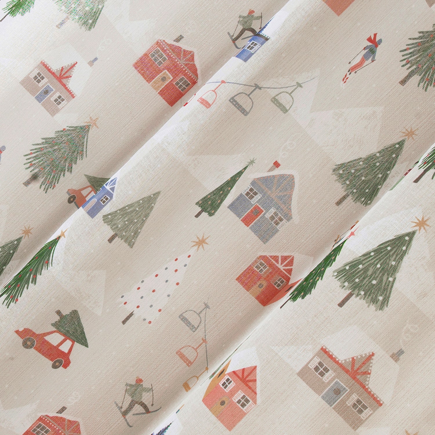 No 918 Ski Village Rod Pocket Sheer Set of 2 Curtain Panel