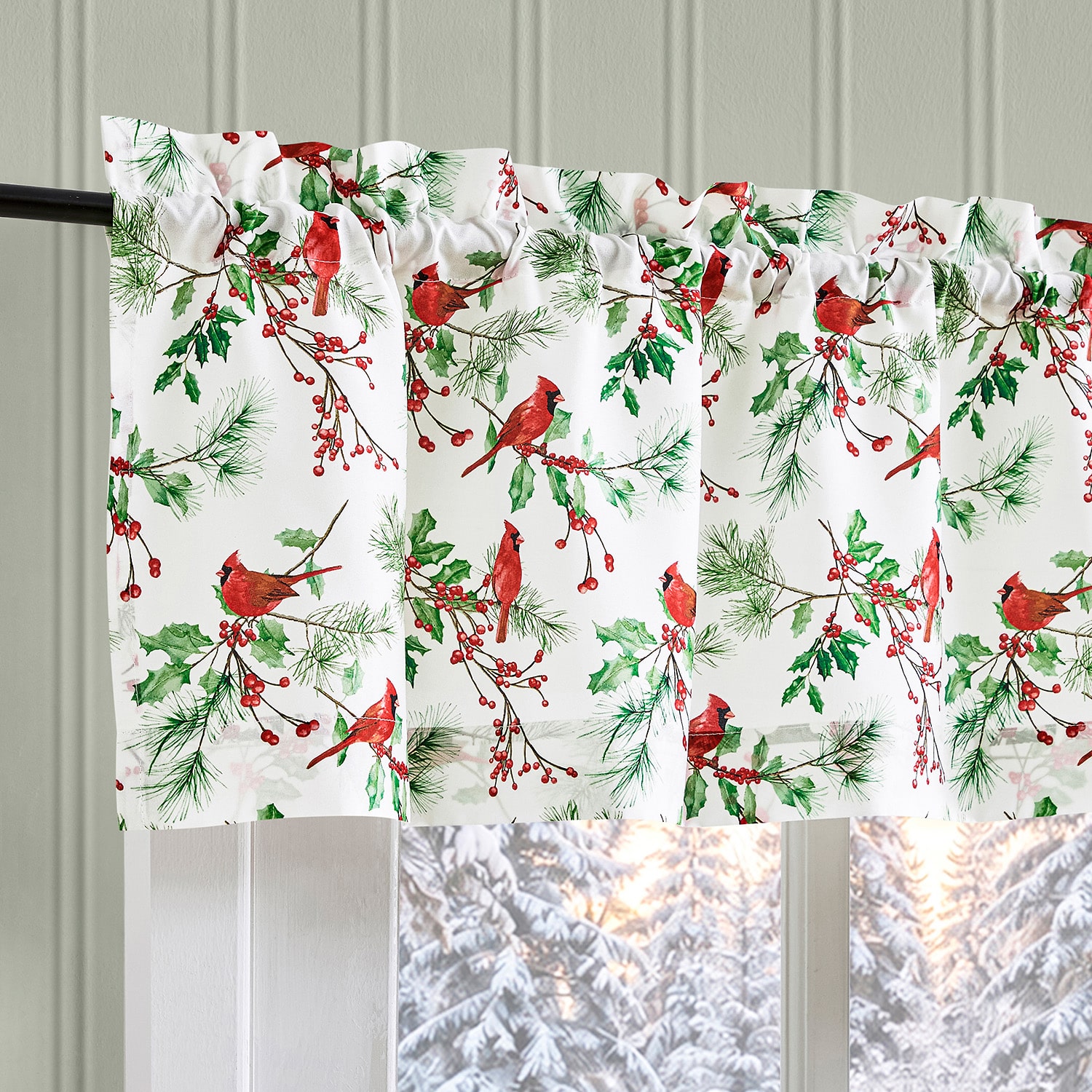 No 918 Cardinals 3-pc. Rod Pocket Kitchen Curtains & Drapes Window Set
