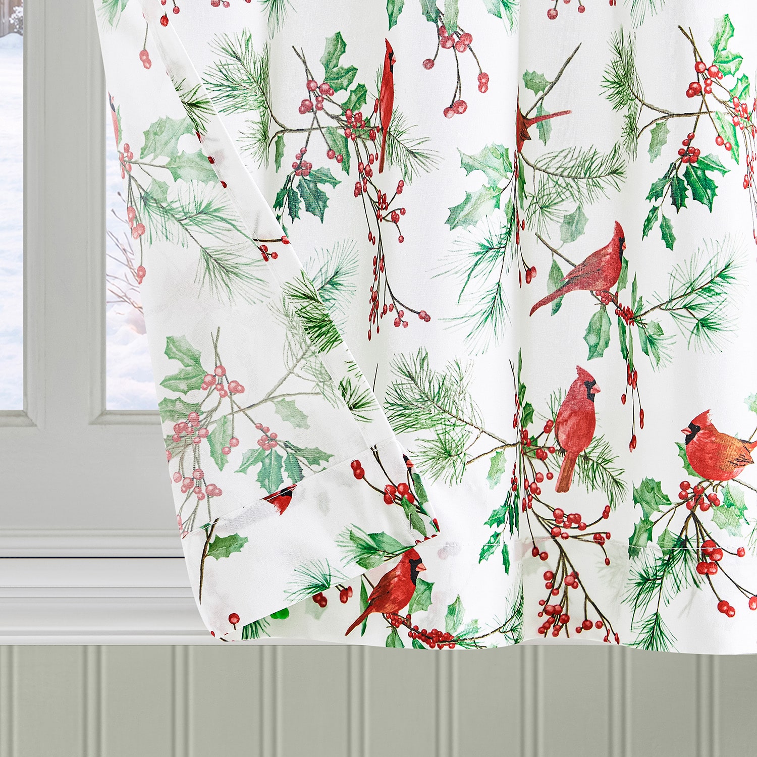 No 918 Cardinals 3-pc. Rod Pocket Kitchen Curtains & Drapes Window Set