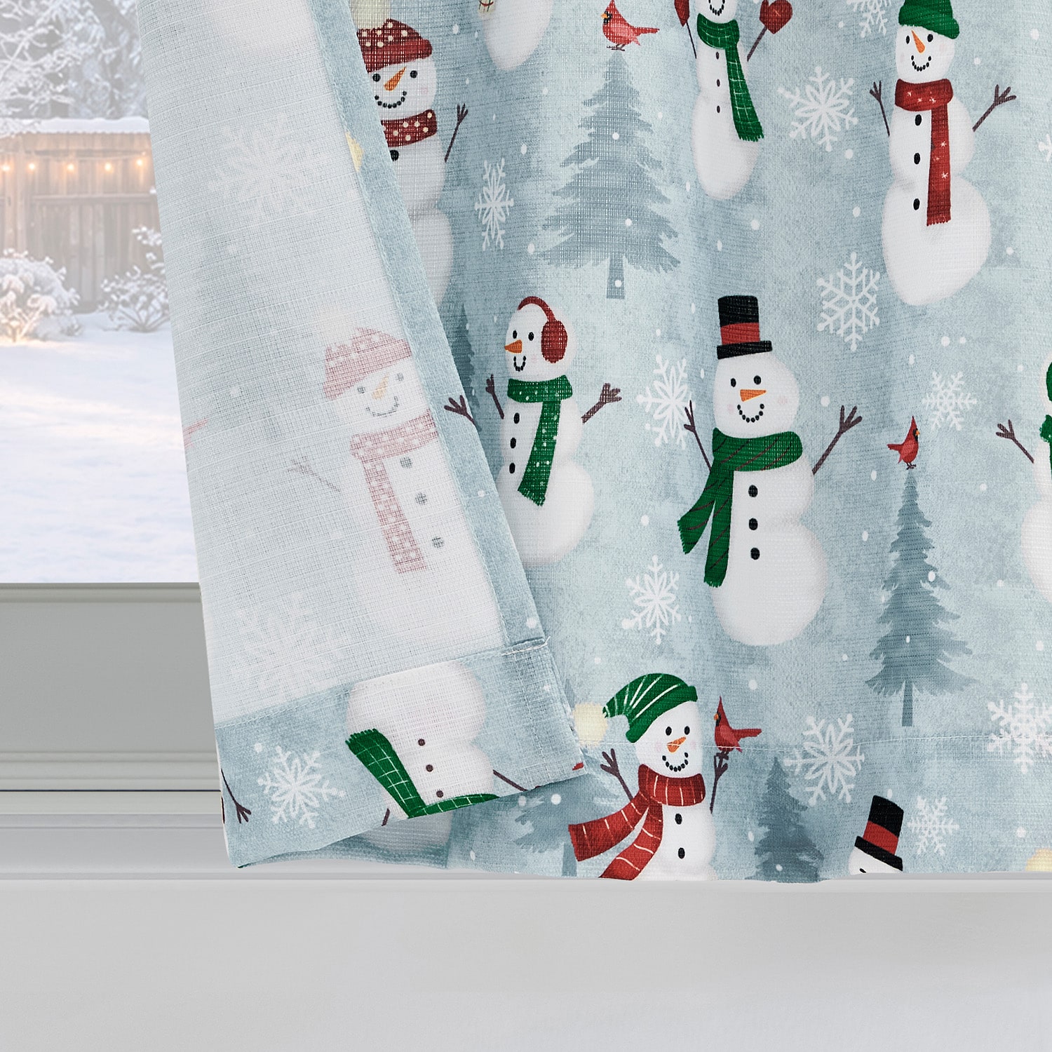 No 918 Snow People 3-pc. Rod Pocket Kitchen Curtains & Drapes Window Set