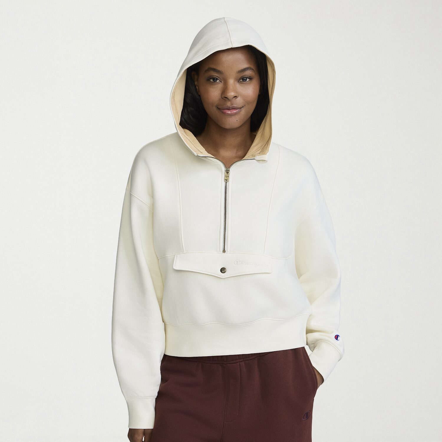 Champion Womens Long Sleeve Embroidered Zipper Active Hoodie