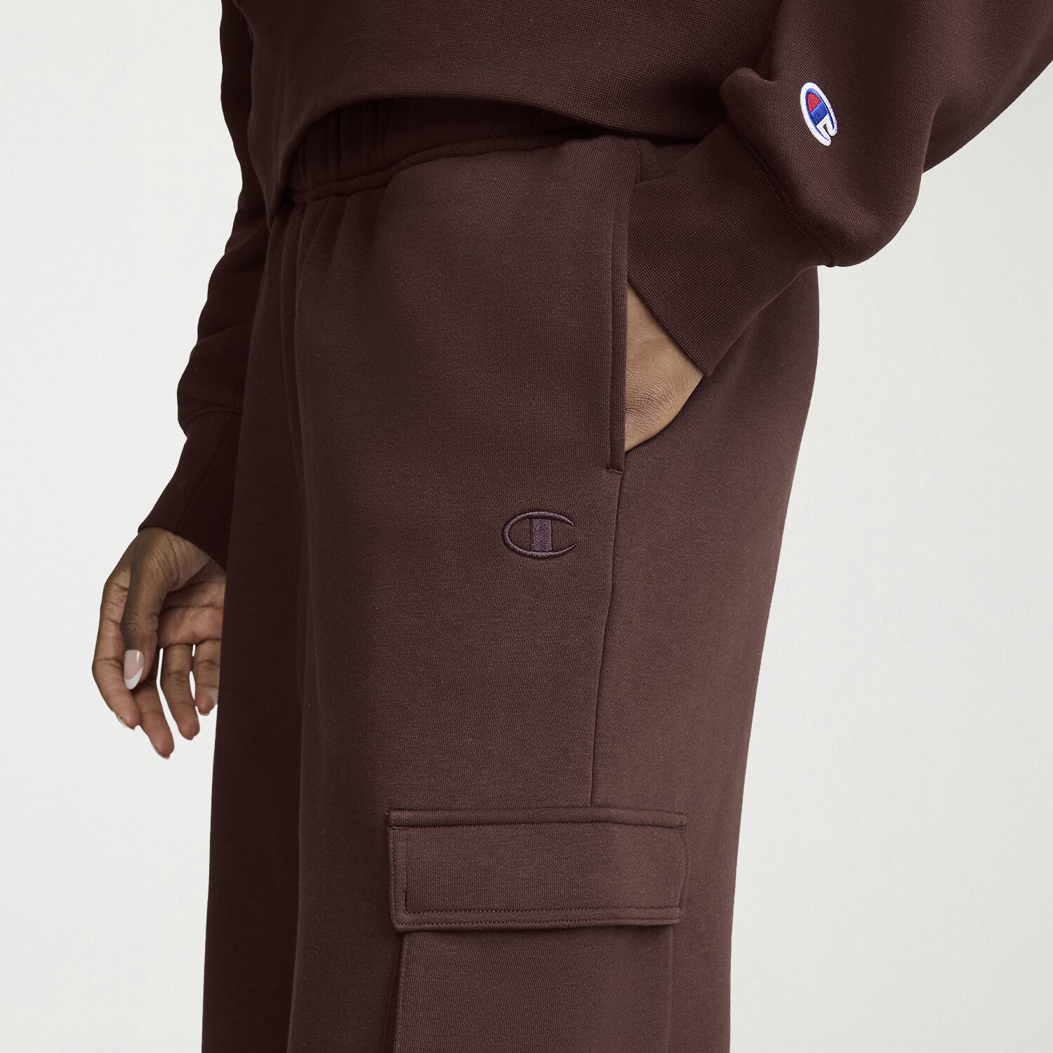 Champion Womens Drawstring Waist Wide Leg Mid Rise Regular Fit Fleece Sweatpant