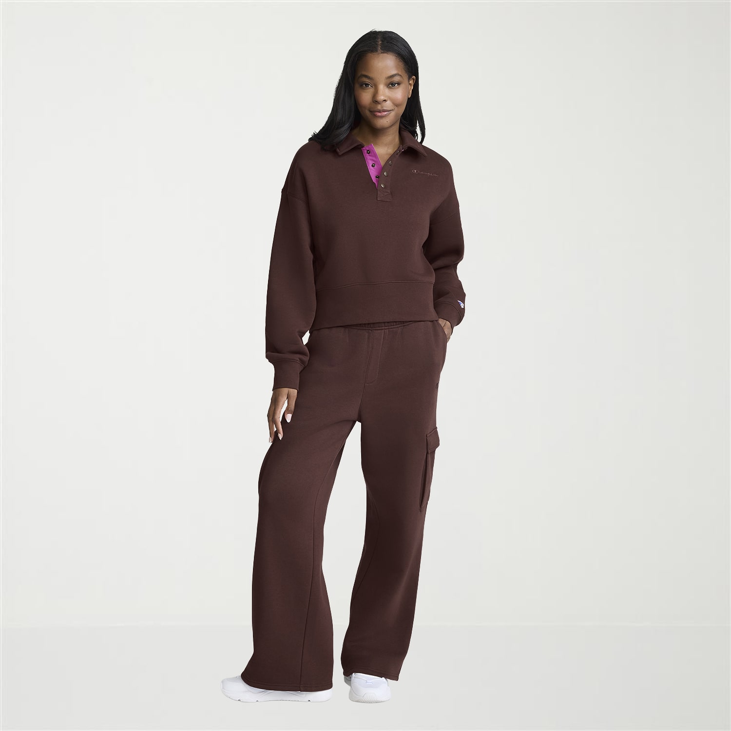 Champion Womens Drawstring Waist Wide Leg Mid Rise Regular Fit Fleece Sweatpant