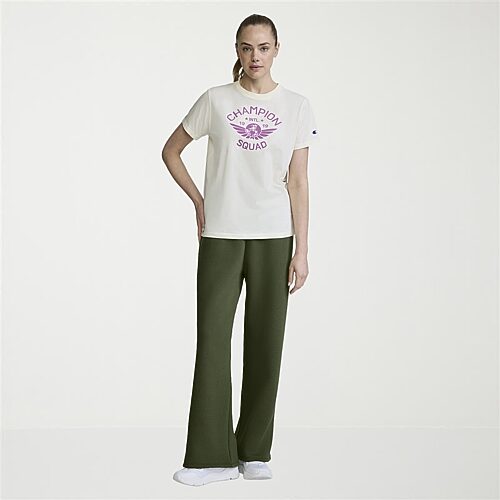 Champion Womens Wide Leg Mid Rise Regular Fit Fleece Sweatpant In Green