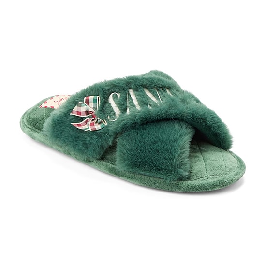 Dearfoams Mama Fur Womens Slip-On Slippers