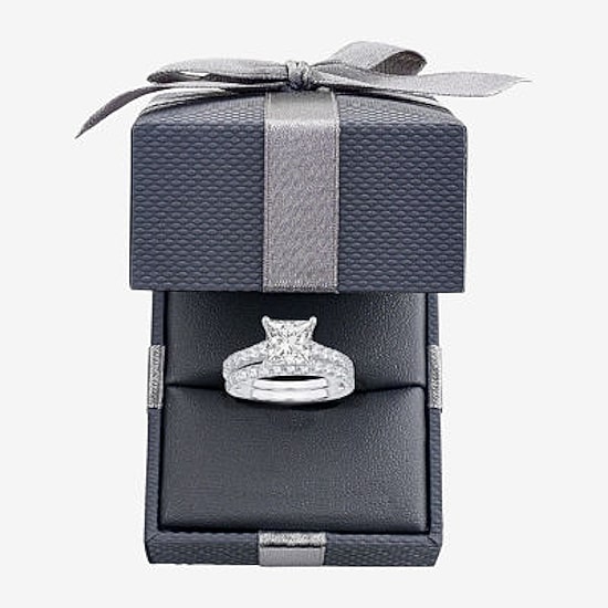 (H-I / SI1-SI2) Signature By Modern Bride Princess Cut Womens 3 CT. T.W. Lab Grown White Diamond 14K Gold Bridal Set