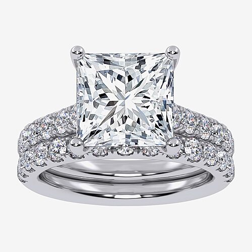 Signature By Modern Bride (G-H / Si1-Si2) Womens 4 CT. T.W. Lab Grown White Diamond 14K Gold Side Stone Bridal Set, 9, White