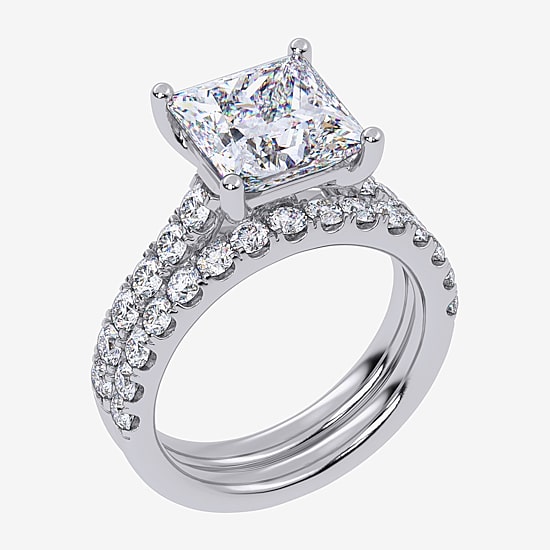Signature By Modern Bride (G-H / Si1-Si2) Womens 4 CT. T.W. Lab Grown White Diamond 14K Gold Side Stone Bridal Set