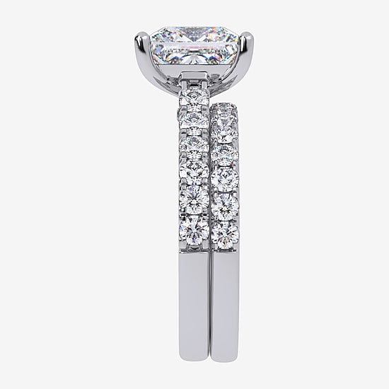 Signature By Modern Bride (G-H / Si1-Si2) Womens 4 CT. T.W. Lab Grown White Diamond 14K Gold Side Stone Bridal Set