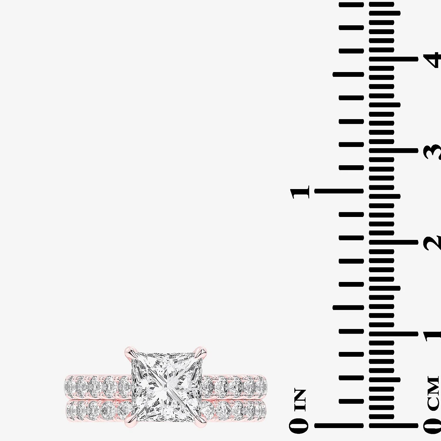 (H-I / SI1-SI2) Signature By Modern Bride Princess Cut Womens 3 CT. T.W. Lab Grown White Diamond 14K Gold Bridal Set