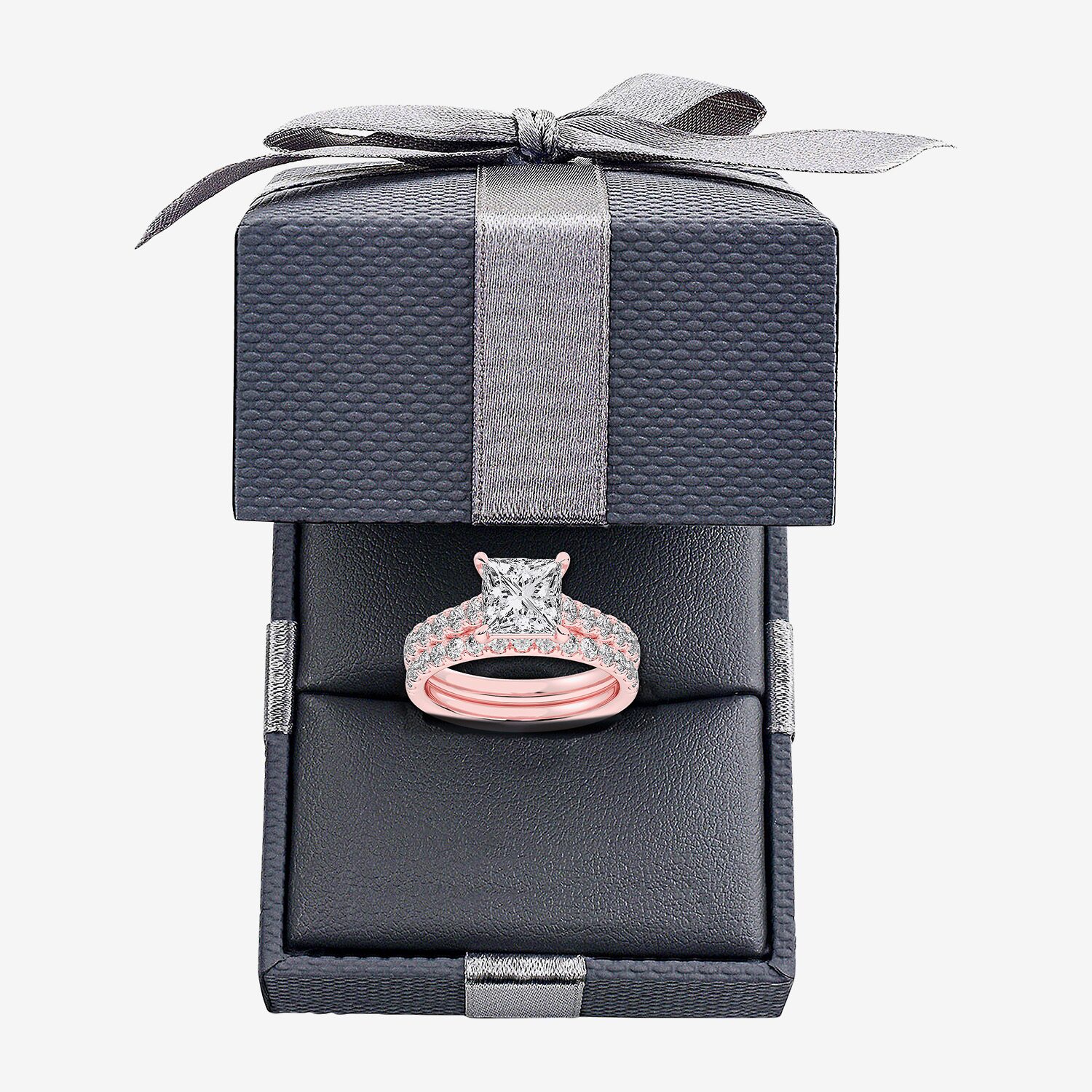 (H-I / SI1-SI2) Signature By Modern Bride Princess Cut Womens 3 CT. T.W. Lab Grown White Diamond 14K Gold Bridal Set