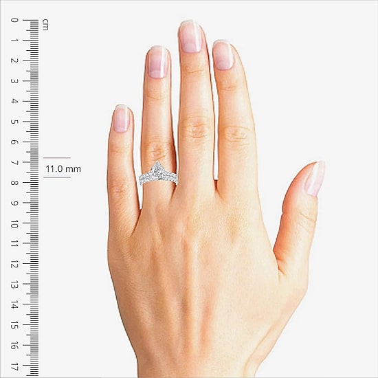 (H-I / SI1-SI2) Signature By Modern Bride Womens 3 CT. T.W. Lab Grown White DiamondIn  14K Gold Pear Bridal Set