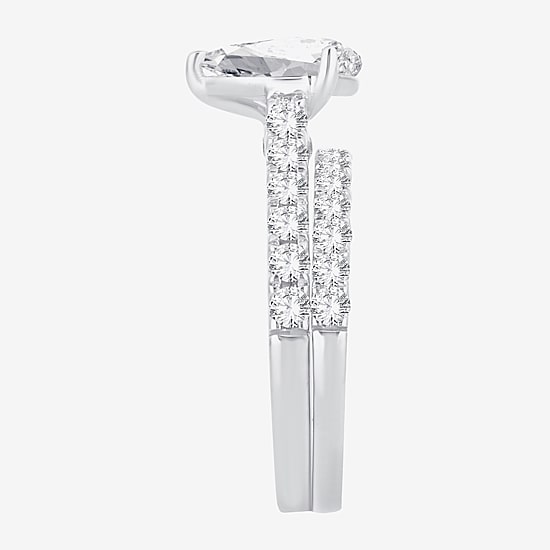 (H-I / SI1-SI2) Signature By Modern Bride Womens 3 CT. T.W. Lab Grown White DiamondIn  14K Gold Pear Bridal Set