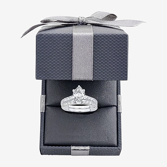 (H-I / SI1-SI2) Signature By Modern Bride Womens 3 CT. T.W. Lab Grown White DiamondIn  14K Gold Pear Bridal Set