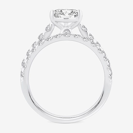 (H-I / SI1-SI2) Signature By Modern Bride Womens 3 CT. T.W. Lab Grown White DiamondIn  14K Gold Pear Bridal Set