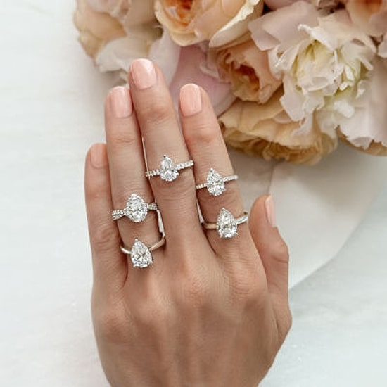 (H-I / SI1-SI2) Signature By Modern Bride Womens 3 CT. T.W. Lab Grown White DiamondIn  14K Gold Pear Bridal Set