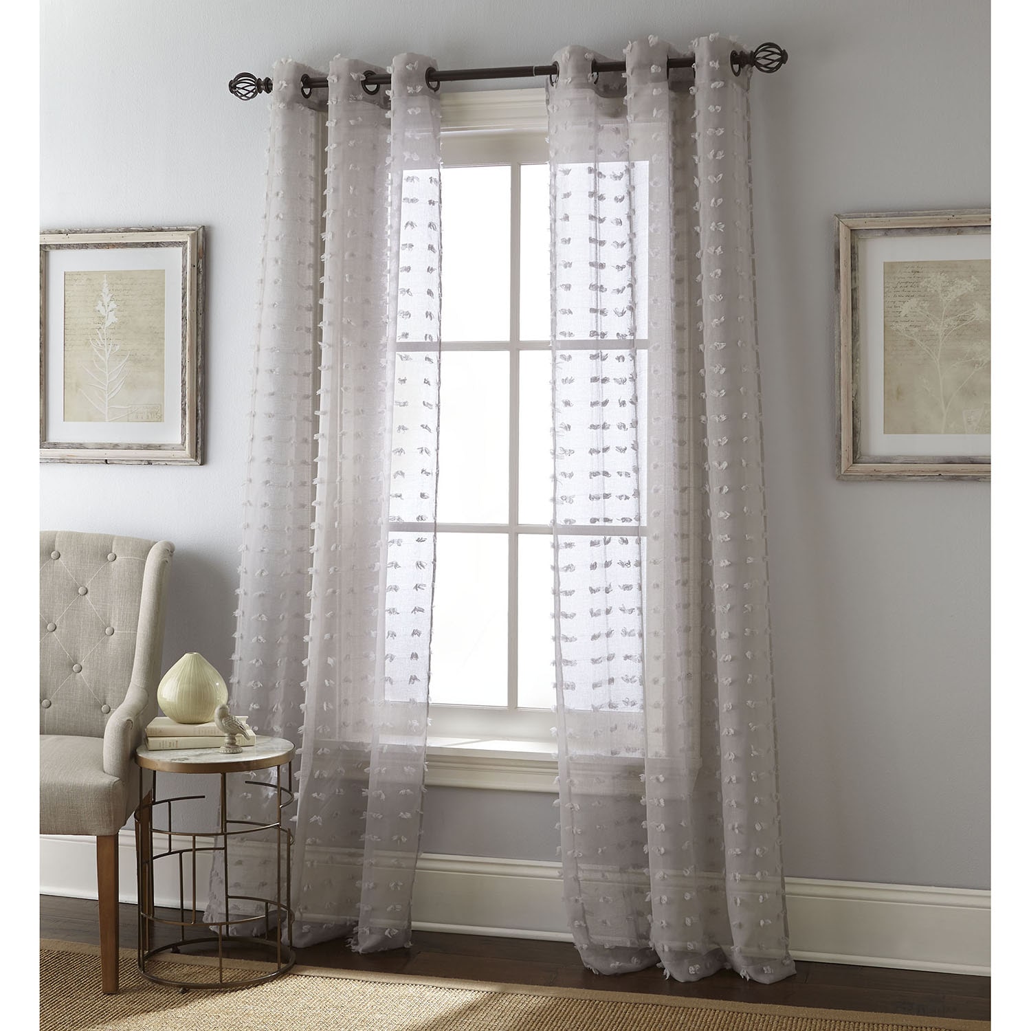 Stratford Park Athena Grommet Top Sheer Set of 2 Curtain Panel