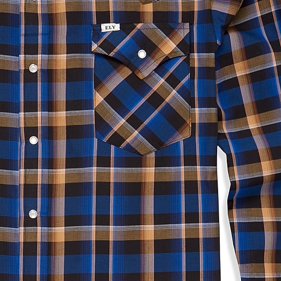 Ely Cattleman Plaid Mens Long Sleeve Western Shirt