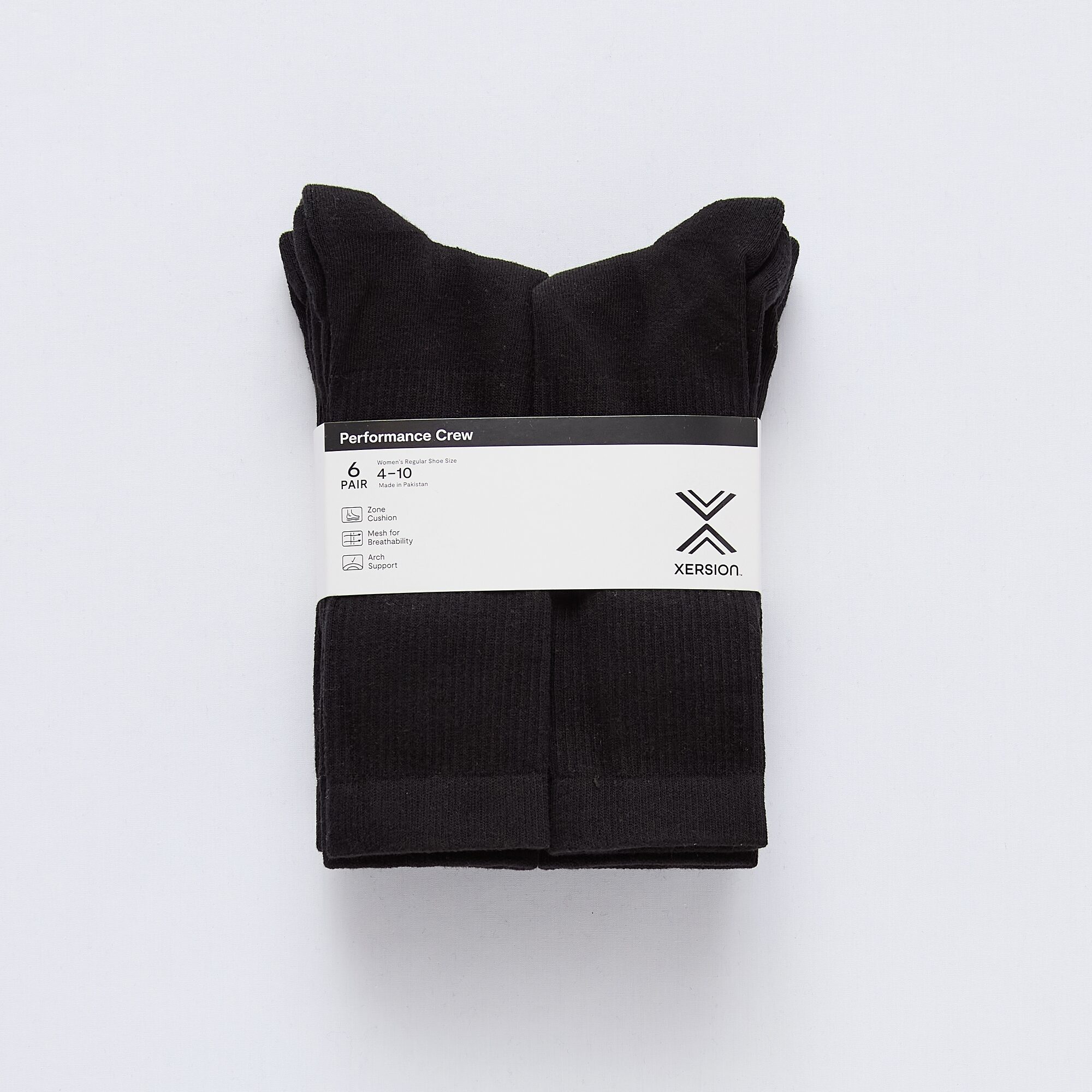 Xersion Essential Performance Womens 6 Pair Crew Socks