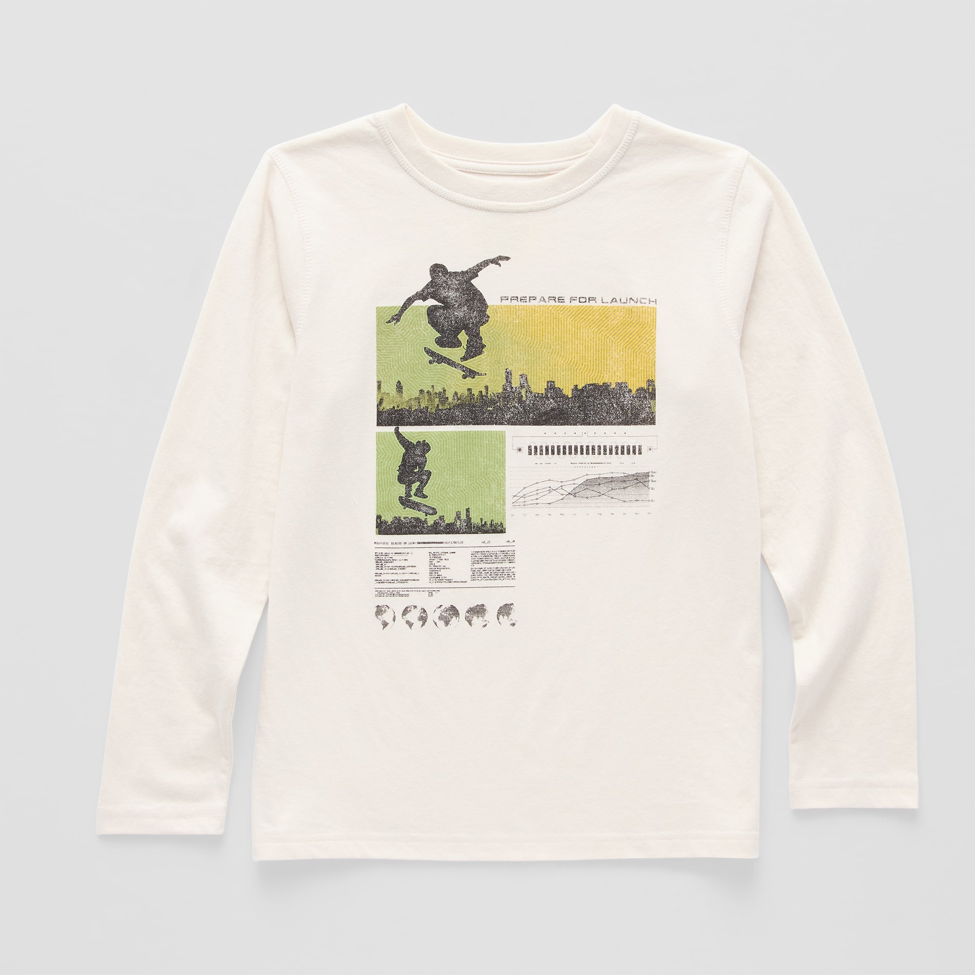 Thereabouts Little & Big Kid Boys Crew Neck Long Sleeve Regular Fit Graphic T-Shirt