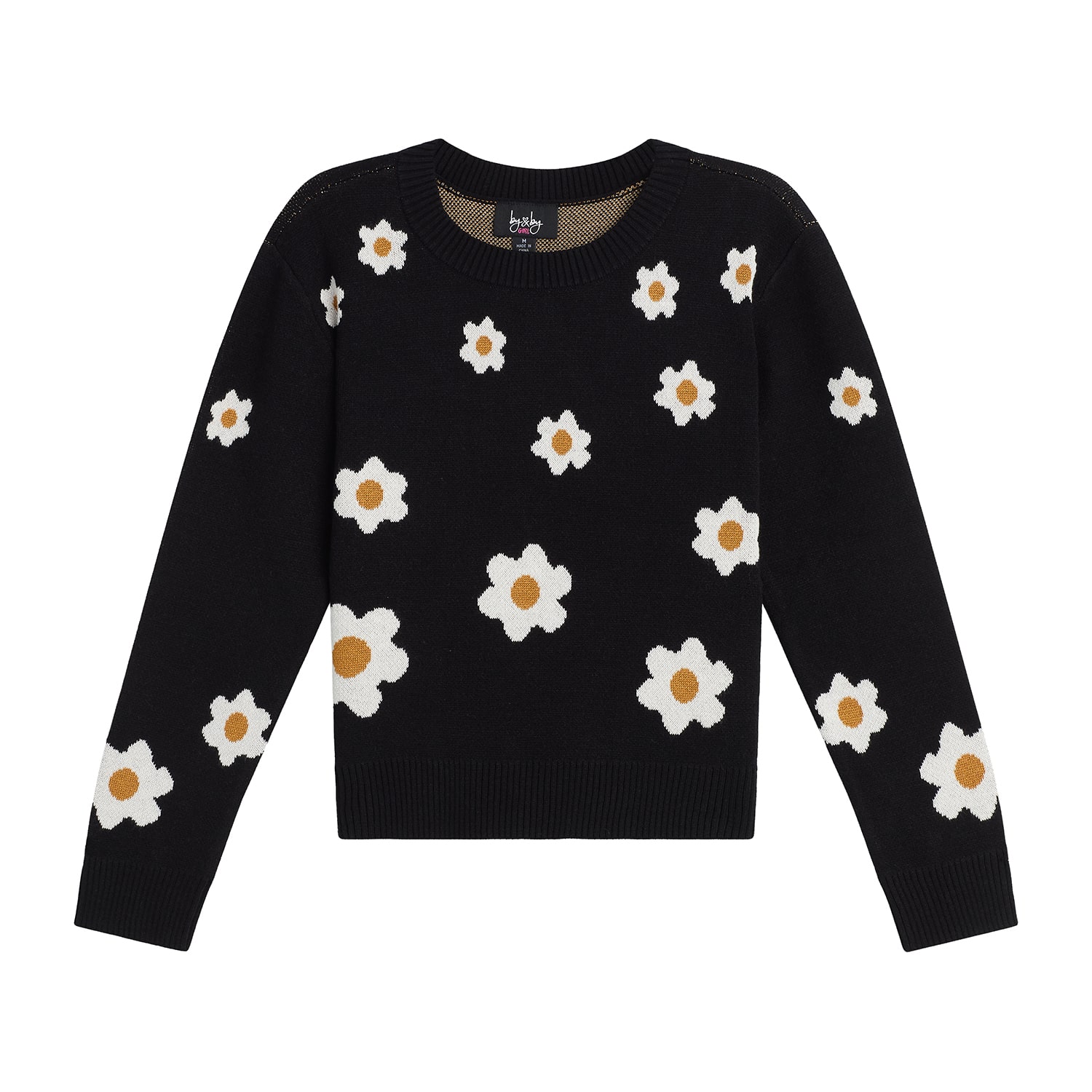 by&by girl Big Kid Girls Round Neck Long Sleeve Pullover Sweater