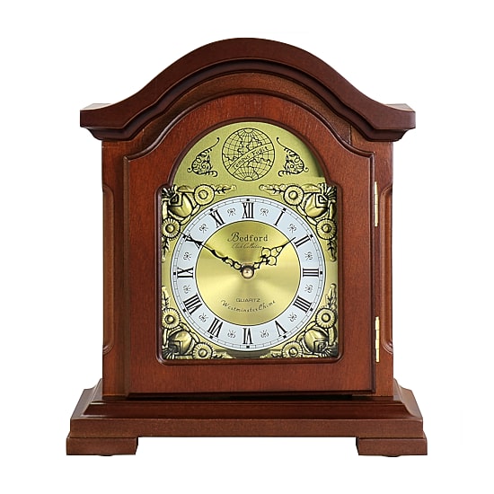 Megagoods 12" Redwood Black Mantel Clock