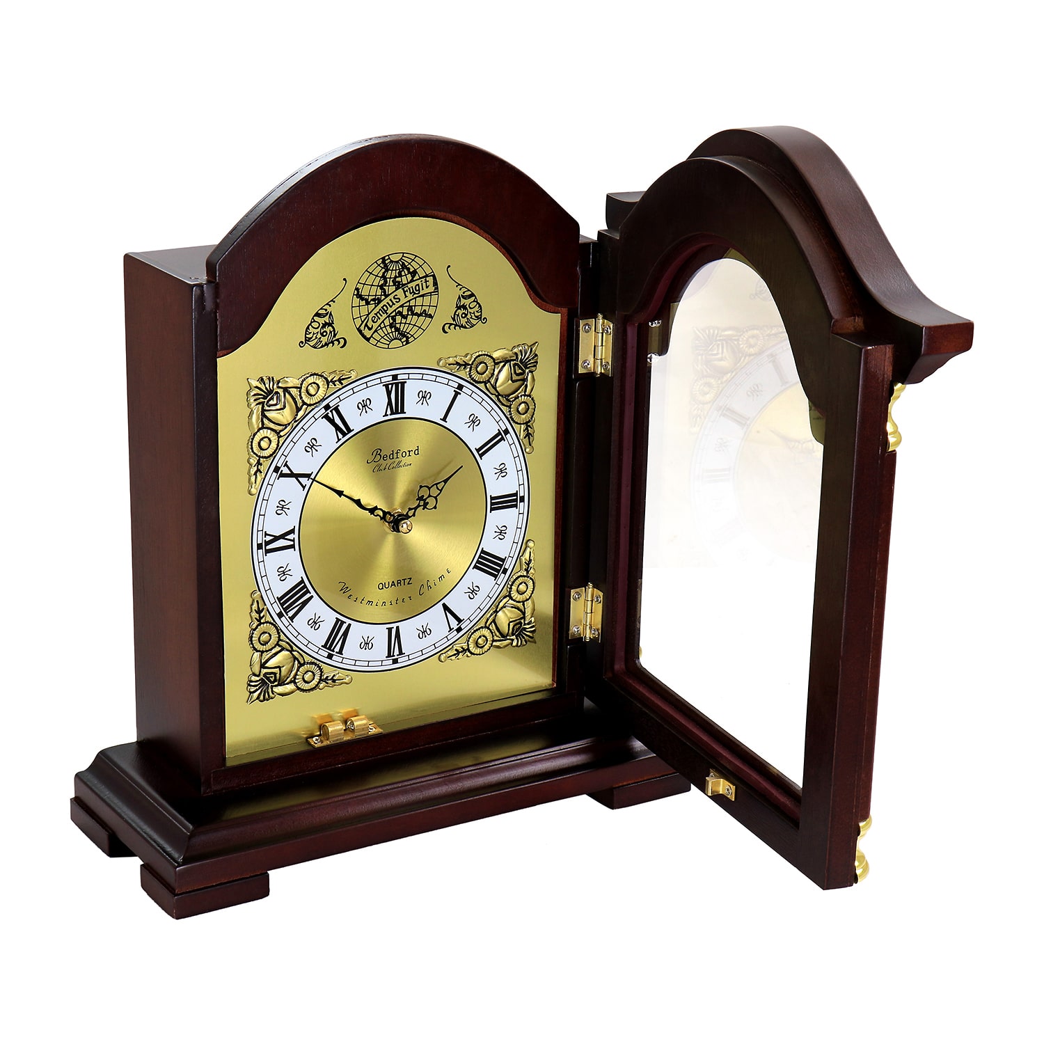 Megagoods 14.5" Redwood Black Mantel Clock