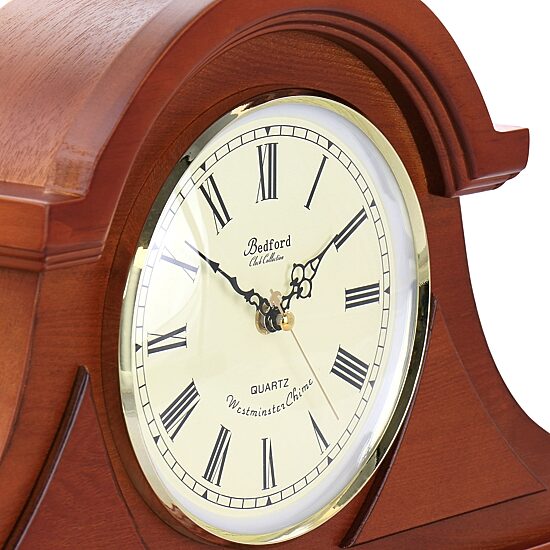 Megagoods Mahogany Cherry Black Mantel Clock