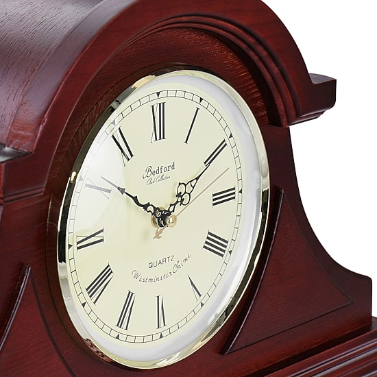 Megagoods Redwood Tambour Black Mantel Clock