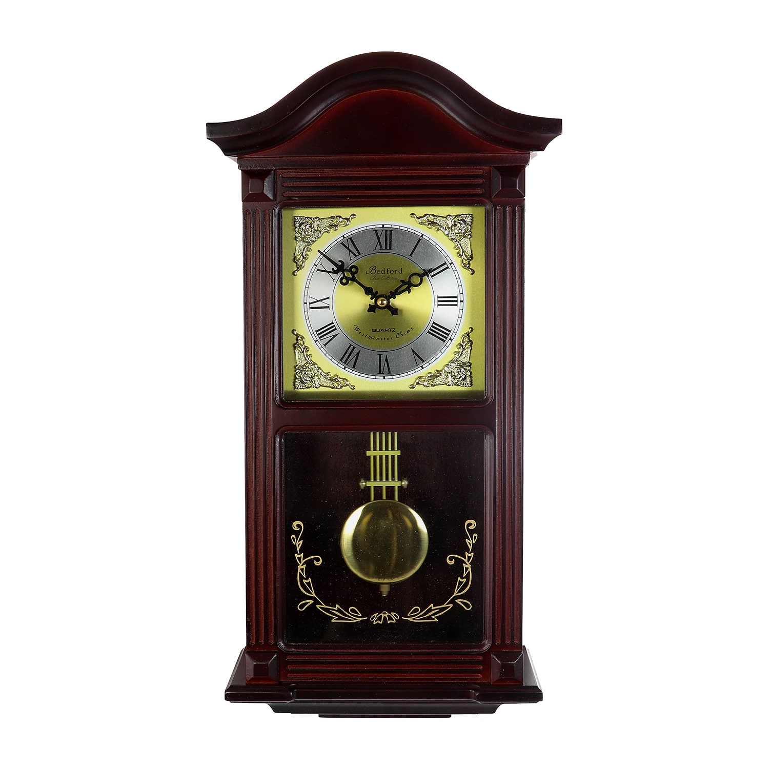 Bedford Clock Collection 20.5" Mahogany Cherry Oak Wall Clock