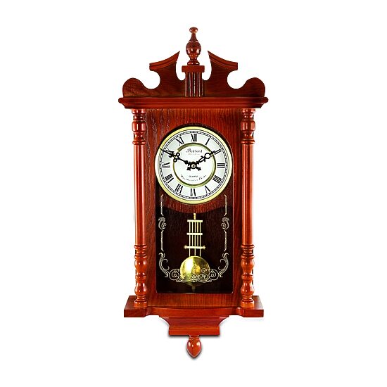 Bedford Clock Collection Dark Redwood Oak Finish Wall Clock